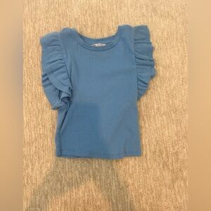 Zara Blue Ruffle Sleeve Tee